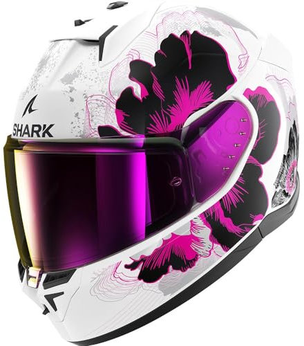 SHARK, Integraler Motorradhelm D-SWKAL 3 MAYFER, White violet anthracite WVA, Größe XS