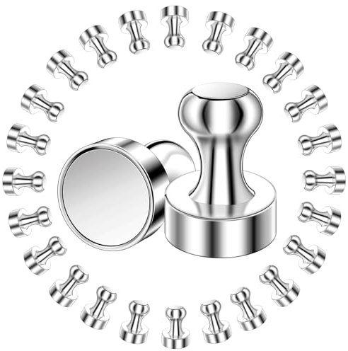 Eurtes 24 Stück Neodym Magnete Extra Stark, 12 x 16mm Mini Starke Magnete, N52 Klein Kegelmagnete für Magnettafel Kühlschrank Pinnwand Whiteboard (Silber)