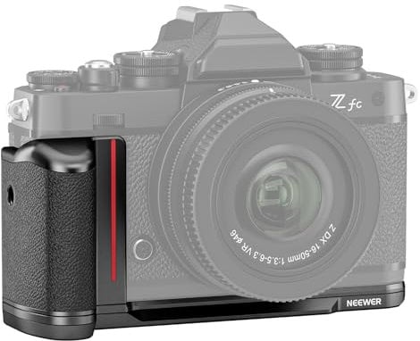 NEEWER CA076 Zfc Handgrip L Shape Grip for Nikon Z fc, Ultra Thin Retro Formfitting Camera Mounting Baseplate with Handle/Brass Shutter Button, Compatible with Arca Swiss Tripod Fluid Head, Black