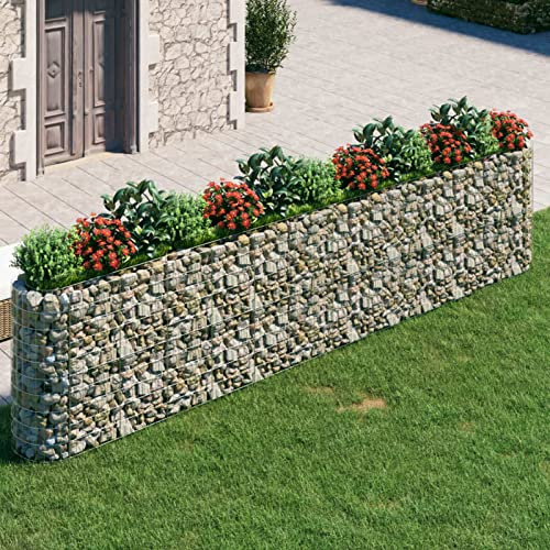 Gecheer Arriate de gaviones de Hierro Trough Jardinera Jardinera de Acero Jardinera Exterior para Jardín Balcón o Patio Jardinera de Plantas de Jardín 470x50x100 cm Parte Inferior Abierta
