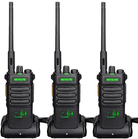 Retevis RT86 Walkie Talkies for Adults, Long Distance Two Way Radio High Power, 2600mAh Rechargeable, Hidden Screen Rugged 2 Way Radio Professional for Real Estate, Logistic (Black, 3 Pcs)
