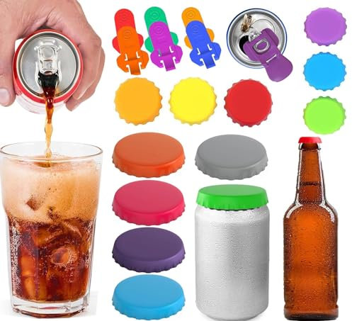 Lot de 6 Couvercles pour Canettes de Boissons, Couvercles de Canettes de Soda en Silicone Réutilisables (coloré, A)