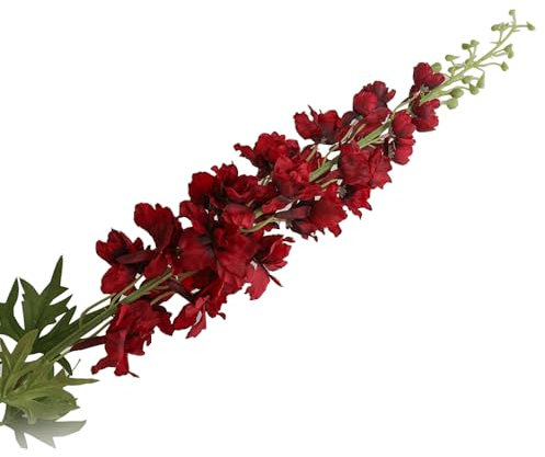 BQEE 3PCS Artificial Larkspur Flower Long Stem Delphinium Floral Silk Flowers for Home DIY Decor (red)