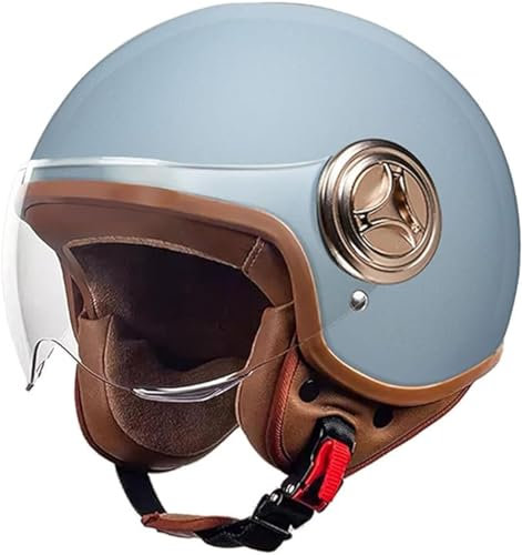 Jethelm Mit Sonnenblende Motorradhelm Herren Damen Rollerhelm Mopedhelm Mofa Chopper Helm Motorrad Halbhelm Open-Face-Helm Pilotenhelm ECE Zertifiziert B,54-61cm