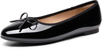 DREAM PAIRS Women's Flats, Round Toe Ballet Flats, Comfortable Slip-on Dressy Casual Business Work Office Ballerina Flat Dress Shoes,Size 7,Black-PAT,SDFA2404W