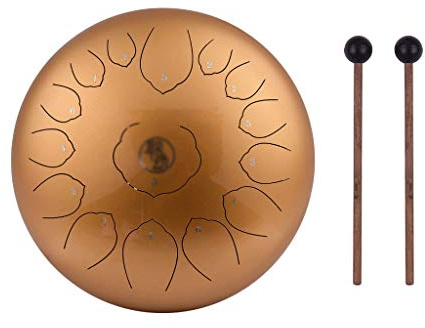 Steel Drum Tongue Percussion Instrument 14 Zoll Mini 15 Tone mit Drumsticks Tamburin Instrument für Musikbegeisterte und Anfänger