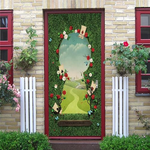 Türtapete Selbstklebend Grüne Rasenlandschaft 85 X 210 Cm Türtapete Selbstklebend Türfolie Türposter 3D Vinyl Folie Türdeko Tapete Wandbild Türtattoo - Kinderzimmer Wohnzimmer Küche Schlafzimm 0