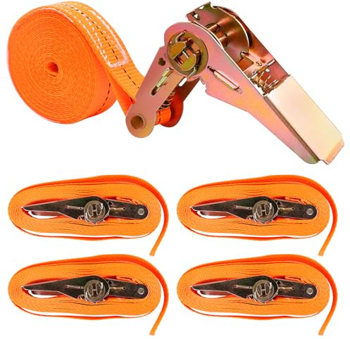 4 Pièces Sangle À Cliquet, Sangles D'arrimage, 2.5 Cmx 6 M Sangle D'arrimage À Cliquet, Sangle Arrimage, Sangle A Cliquet Automatique Sangle À Cliquet D'arrimage pour Remorque, Moto, Voiture, Bagage