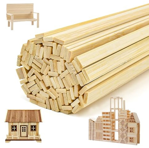 SLTAXAR 100 Stück Bambusstäbchen zum Basteln Bambusstäbe Holzstäbchen 40 cm lang Rundstäbe Zuckerwatte Stäbe Bastelstäbe 3 x 9 mm Zuckerwattestäbe Holzstäbe zum Basteln für Heimwerker DIY Handwerk