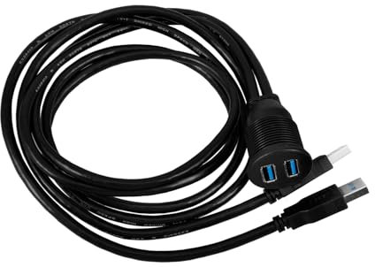 BUGUUYO Usb Cable Double Sockets Male to Female Usb Cable for Car Boat Motorcycle Flush Mount