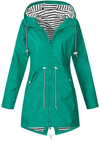 KOG Übergangsjacke Damen Regenjacke Wasserdicht Regenmantel Windbreaker mit Kapuze Fahrradjacke Regencape Regenjacken Windjacke Wanderjacke Outdoor Jacken Warehouse Deal Grün XXL