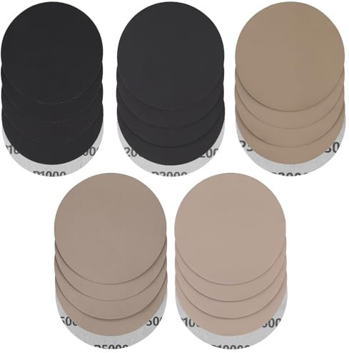STEBRUAM 20pcs 6 Inch Sanding Discs 150mm No Hole Dry Wet Sandpaper Grit 1000/2000/3000/5000/10000 for or Random Orbital Sander