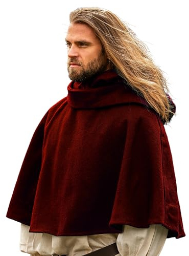 Leonardo Carbone® Unisex Mittelalterliche Wollgugel Paul mit Kapuze - Gugel Mittelalter Kleidung Herren & Damen, Mittelalter Kopfbedeckung, Hobbit Kostüm, LARP, Wikinger, Halloween, Karneval