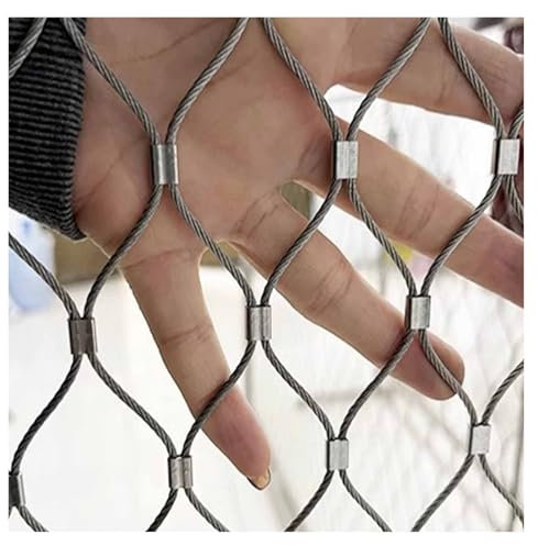 VXHCS 304 Edelstahl-Seilnetz, Maschenloch 10cm, Sicherheitsnetz Treppenschutzzaun 1,5mm/2mm Edelstahl-Maschendraht, Gartenzaun (10cm/1.5mm,1.2x3m)