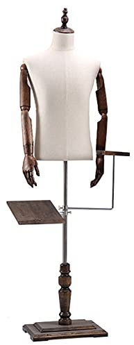 CNBYDK Schaufensterpuppe, männlicher Schaufensterpuppen-Torso mit Schuh- und Hosenständer, Holzarmen und quadratischer Basis, Schaufensterpuppe fü