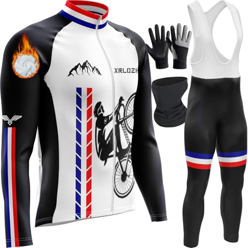 Vêtements Cyclisme Homme Hiver Tenue Cycliste en Polaire Thermique- 9D Gel | Ensemble Cyclisme Hiver Homme Manches Longues,Coupe Vent Séchage,3 poches arrière,per VTT Sports,vélo de route