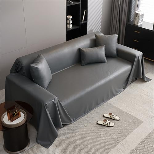 Highdi Sofadecke, 1 2 3 4 Sitzer Sofa Überwurf L Form Sofabezug PU Leder Universelle Groß rutschfeste Couch Überzug Sofa Cover Decke für sitzfläche (180x180cm,Dunkelgrau)