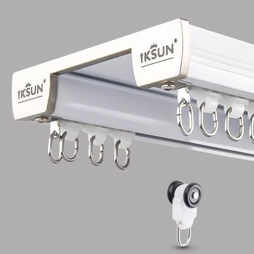 Robuster Aluminium Vorhang für Wohnzimmer, Schlafzimmer, 3m, Doppelbahnen mit Duschabtrennung 1,8m, Deckenschale, Ra, 3m