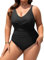 Vijamiy Costume Intero Donna Taglie Forti Sexy Scollo a V Push Up Costumi da Bagno Imbottito Reggiseno Curvy Swimwear Piscina Moda a Blocchi di Colore L-4XL(Nero,3XL)