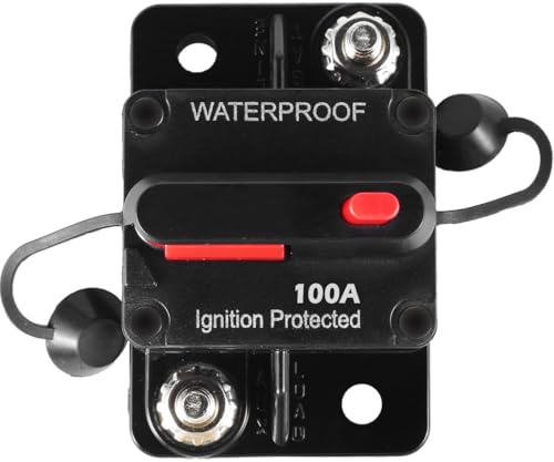 Foppla 20-300A Schutzschalter Leitungsschutzschalter Automatik Reset 12-48V DC Auto Sicherung Leistungsschalter Sicherung Schalter Wasserdicht für Auto Boot LKW KFZ Wohnmobile Audio Solar (100A)