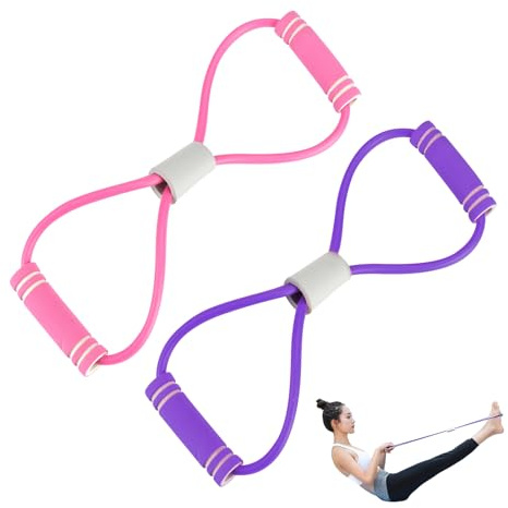 MLPKOI Fitnessbänder Set 2er, Gymnastikband mit 2 Widerstandsstufen,Gymnastikband mit Tragetasche & Übungsanleitung, Elastische Zugseil, 8 Wörter, elastisch für Arm Stretch-Krafttraining
