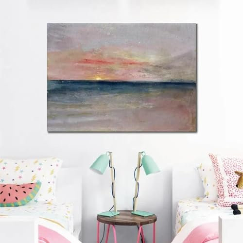 GOSRD Leinwanddrucke, Meereslandschaft, zeitgenössische abstrakte Leinwandkunst, Sonnenuntergang, Gemälde von Joseph William Turner, moderne Wohnzimmerdekoration, 30 x 50 cm, rahmenlos