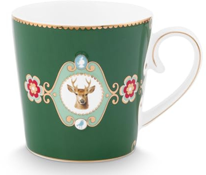 Pip Studio Love Birds Medaillon Hirsch Tasse dunkelgrün 0,3l