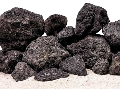 AquaOne Aquarium Steine Schwarze Lavasteine I Natursteine Lava Gr. XXL 1 Stück 7-12 kg I Aquascaping Gestein für Tank I Lavagestein Dekoration Aquascape Deko schwarz