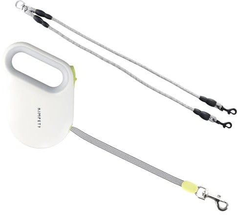 5 m Nylon Correa Perro Extensible Reflectante con 0,6 m Cuerda de Doble Cabeza, Botón Frenado Correa Retráctil para Perro, Cinta de Nailon sin Enredos, Retractable Dog Leash para Perros de hasta 50 kg
