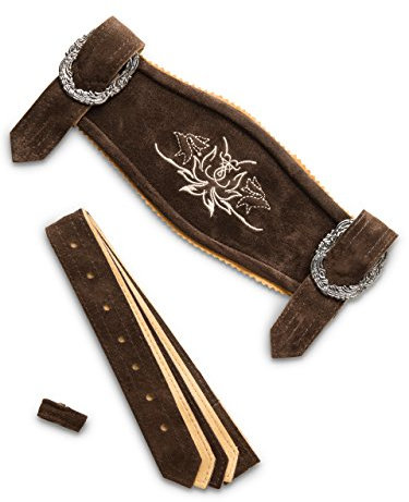 Damen Lederhosen Hosenträger Almglück - Echtleder H-Träger Schöneberger Trachten (38-44, dunkelbraun)
