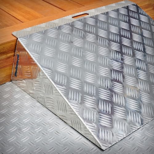 Datona Türschwellenrampe Lang - Aluminium Rampe für Rollstuhl & Rollator - Höhe 12–15 cm - 73 cm Fahrbreite - 300 kg Tragfähigkeit - Silber