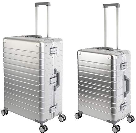 Travelhouse Aluminium Reisekoffer Oslo · 2-teiliges Set · Aluminium Hartschale · TSA · Gepäck Reisetrolley Trolley Reisekoffer · Vol. M-72L ·L-102L Silber