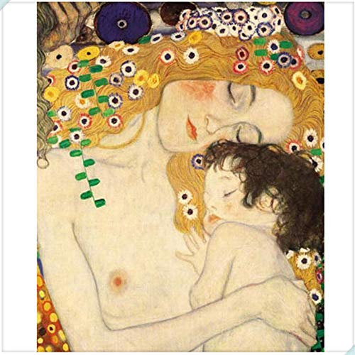 luckykyky 5D Diamond Painting Kits Berühmte Kunstwerke von Gustav Klimt Mutter und Sohn Diamant-Stickerei voller Strass Diamant-Mosaik runder Diamant 16X20Inch / 40X50Cm