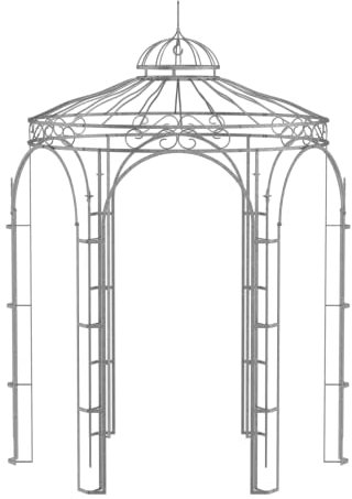 ELEO Pavillon Siena verzinkt - rund 2x2m Rankpavillon für den Garten handgeschmiedet Schmiedeeisen romantisch - Rosenpavillon Metall stabil rostfrei feuerverzinkt - für draußen Winterfest