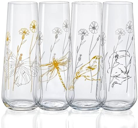 Bohemia Meadow Proseccogläser Proseccoglas 250 ml vier verschieden Gläser 4er Set