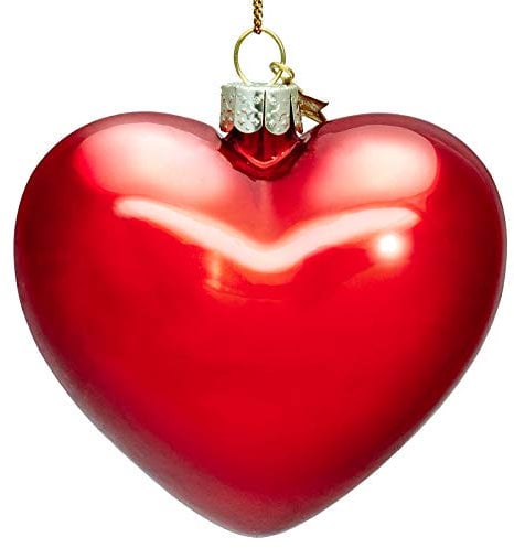 SIKORA BS493 Rotes Herz Christbaumschmuck Glas Figur Weihnachtsbaum Anhänger