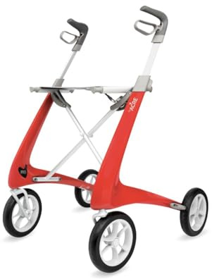byACRE Carbon Ultralight Rollator Walker with Organizer Bag, Red, Regular Track