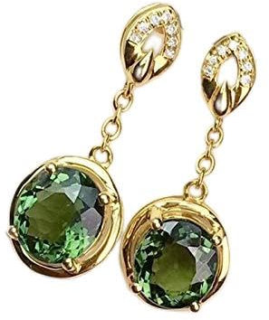 925 Sterling Silber Grün Turmalin Ohrringe für Frauen Smaragd Edelstein Lange Ohrringe Schmuck