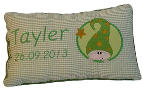Momelie Grünes Schmusekissen * Kuschelkissen * Sandmann * mit Namen Bestickt * 17 x 29 cm * SK-gn_0004