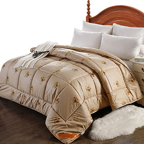 RRNAR 95% Kamelhaar Decke, Dicke warme Tröster 100% Polyestergewebe Kein Geruch, Kein Samt, Winter Soft Warm Bettdecke – Twin/Twin XL-Größe,Camel b,150x200cm(2kg)