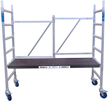 𝗔𝗹𝘂𝗺𝗲𝘅𝘅 𝗕𝗹𝗮𝗰𝗸-𝗟𝗶𝗻𝗲 - Fahrgerüst - Faltgerüst - 3 m Arbeitshöhe - Arbeitsplattform ohne Luke - 75 cm x 190 cm - Tragfähigeit 450 KG - NEN und TÜV Zertifizierung - Geeignet für Profis