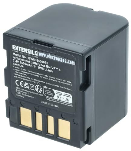 EXTENSILO Battery Replacement for JVC BN-VF707, BN-VF707U, BN-VF714, BN-VF714U, BN-VF733, BN-VF733U for Camera DSLR (1500 mAh, 7.4 V, Li-Ion)