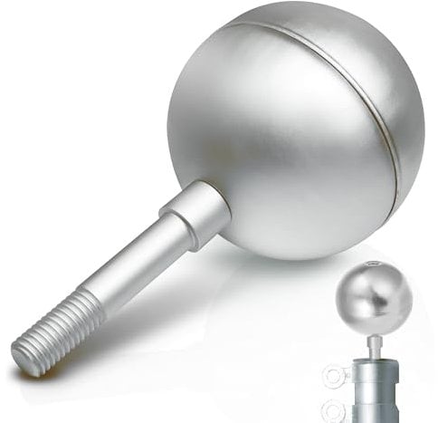 Anley Authentic 7,6 cm Fahnenmast-Kugelaufsatz – Silber eloxiertes Aluminium-Finish – wetterfester Top-Ersatz – passend für Standard-USA-Flaggenmasten, Flaschenzug und Solarleuchten