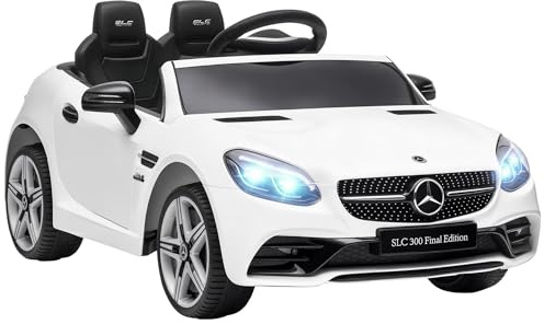 Aosom Mercedes SLC 300 Licensed Kids Electric Car with Remote Control, 12V Battery Powered Kids Ride on Car with Music, Lights, Suspension for 3-6 Years Old, White
