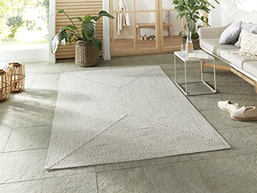 Northrugs Trenzado In- & Outdoor Teppich Wetterfest – Pflegeleicht Handmade-Look für Innen und Außen Gewebter Outdoorteppich Läufer für Balkon, Terrasse, Wohnzimmer, Garten – Leicht Melange, 120x170