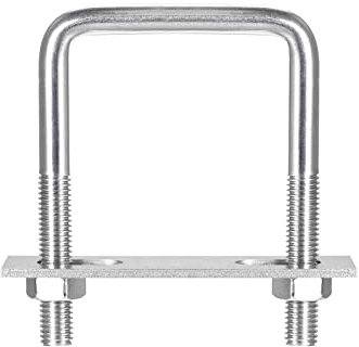 sourcing map Lot de 3 boulons carrés en U de 62 mm de largeur intérieure de 100 mm de longueur M10 304 en acier inoxydable avec écrous et plaques, pour remorque de bateau