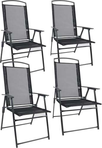 VCM Gartenstuhl 61x56x105 cm 4er Set klappbar Stahl Balkon | Sitzkomfort im Freien - Garten, Terrasse oder Balkon - Gäste und Familie - Stahl, Textilene - 4er Set - platzsparend klappbar
