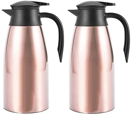 Jarra Térmica Termo Cafe Frasco térmico de Acero Inoxidable 304 de Oro Rosa, 2L, Termo Aislado al vacío, Jarra de Agua for café, té, Leche, Jarra térmica for el hogar (Size : A2)