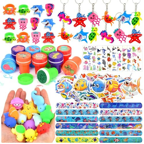 122 Pezzi di Regali per Feste Sotto il Mare, Forniture a Tema Animali Marini, Pinata Oceano per Compleanno Bambini