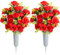 SIFOEL 2 Piezas de Flores de Cementerio conmemorativo Artificial con jarrón para decoración de lápidas de Cementerio (Red)